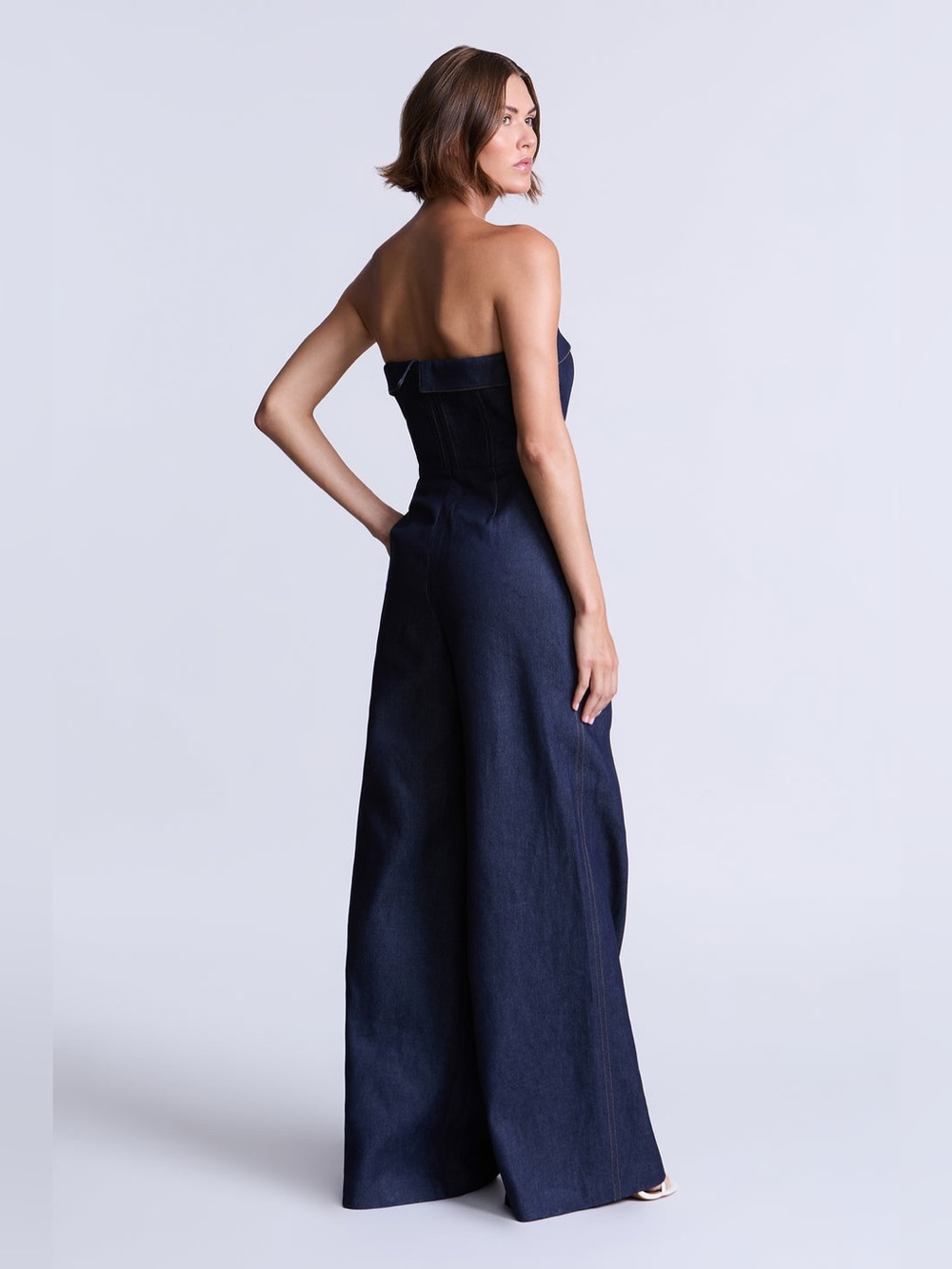BCBGMAXAZRIA Savannah Jumpsuit Raw Denim Size 4 - Picture 6 of 16